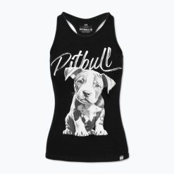Tank top damski Pitbull Puppy. Czarne topy PITBULL, m, bez wzorów, sportowe, bez kołnierzyka, bez ramiączek. Za 79.99 zł.