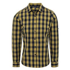 Damska Bawełniana Koszula W Kratę Z Długim Rękawem. Brązowe koszule PREMIER, xs, bez wzorów, z bawełny, casualowe, bez kołnierzyka, bez ramiączek. Za 120.99 zł.