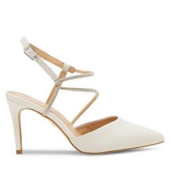 Szpilki Lasocki. Białe sandały Lasocki, bez wzorów, bez obcasa, na szpilce, bez zapięcia. Za 249.99 zł.