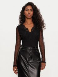 Morgan Body 242-TIRIVA Czarny Slim Fit. Czarne body i gorsety Morgan, bez wzorów, z wiskozy, bez ramiączek. Za 129.99 zł.