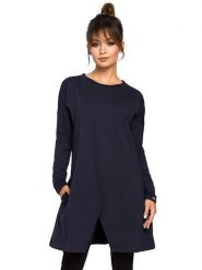 Be Wear Tunika w kolorze granatowym rozmiar: S/M. Niebieskie tuniki Be Wear, m, bez wzorów, bez kołnierzyka, bez ramiączek. Za 140.86 zł.