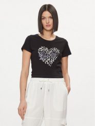 Liu Jo T-Shirt WA4108 JS923 Czarny Regular Fit. Czarne t-shirty Liu Jo, xs, bez wzorów, z bawełny, bez kołnierzyka, bez ramiączek. Za 189.99 zł.
