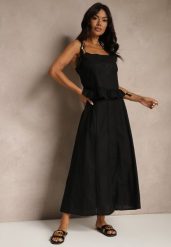 Czarna Rozkloszowana Spódnica z Bawełny z Haftowanymi Detalami Tolanisse. Czarne spódnice Renee, na co dzień, l, bez wzorów, z bawełny, eleganckie, maxi, rozkloszowane. W wyprzedaży za 119.99 zł.