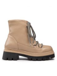 Simple Botki SL-47-02-000069 Beżowy. Brązowe botki Simple, bez wzorów, ze skóry, bez obcasa, na płaskiej podeszwie, bez zapięcia. Za 249.99 zł.