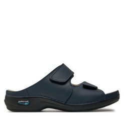 Klapki Nursing Care. Niebieskie klapki Nursing Care, bez wzorów, bez obcasa, bez zapięcia. Za 329.99 zł.