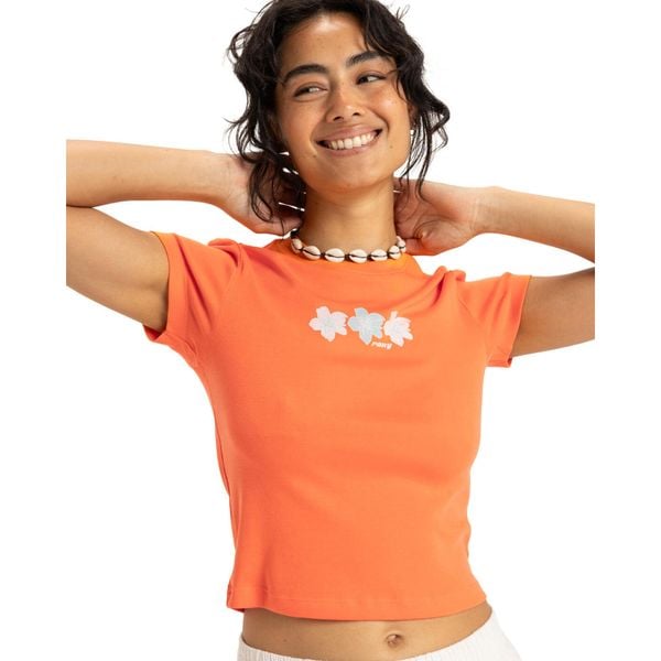 Koszulka z krótkim rękawem dla Kobiety BEACH LOVE Pomarańczowy. Brązowe t-shirty sportowe Roxy, m, bez wzorów, z bawełny, bez ramiączek. Za 129.99 zł.