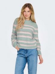 ONLY Sweter w kolorze błękitno-jasnoróżowym rozmiar: M. Niebieskie swetry ONLY, m, bez wzorów, ze splotem, bez ramiączek. Za 83.62 zł.