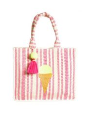 BLE Shopper bag w kolorze kremowo-różowym - 40 x 35 x 15 cm rozmiar: onesize. Brązowe shopper bag BLE, bez wzorów, z materiału, na ramię, bez dodatków. Za 73.95 zł.