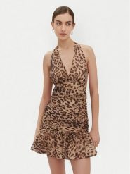 BARDOT Sukienka koktajlowa 59705DB Brązowy Regular Fit. Brązowe sukienki Bardot, bez wzorów, z syntetyku, wizytowe, bez kołnierzyka, bez ramiączek. Za 399.99 zł.