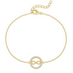 Rafaela Donata Bransoletka Infinity Srebro wysokiej próby Żółte złoto Bransoletki 1 ct Damski. Żółte bransoletki Rafaela Donata, z cyrkonią, pozłacane. Za 359.99 zł.