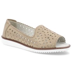 Złote Półbuty S.Barski Wsuwane Obuwie Damskie Odkryte Palce. Żółte półbuty wsuwane S.BARSKI, w ażurowe wzory, eleganckie, bez obcasa. Za 179.99 zł.