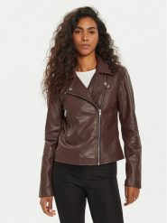 YAS Kurtka skórzana Sophie 26018510 Brązowy Regular Fit. Brązowe kurtki YAS, xs, bez wzorów, ze skóry, bez kaptura. Za 499.99 zł.