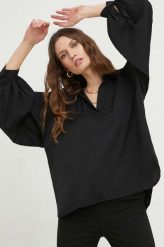 Answear Lab bluzka damska kolor czarny gładka. Czarne bluzki Answear Lab, l, bez wzorów, z tkaniny, bez kołnierzyka, bez ramiączek. Za 179.99 zł.