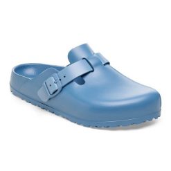 Klapki Birkenstock Boston Eva W 1027259 niebieskie. Niebieskie klapki bez wzorów, z tworzywa sztucznego, casualowe, bez obcasa, bez zapięcia. Za 458.41 zł.