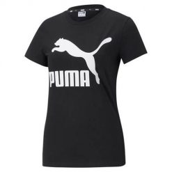 Koszulka sportowa damska Puma Classics Logo. Czarne t-shirty sportowe Puma, xs, bez wzorów, bez ramiączek, trekkingowe. Za 78.30 zł.