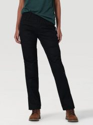 WRANGLER REINFORCED SOFTSHELL PANT DAMSKIE SPODNIE MATERIAŁOWE BLACK WC2GAW100 112324386. Czarne spodnie materiałowe Wrangler, bez wzorów, z materiału. Za 209.99 zł.