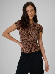 4F T-shirt slim z nadrukiem damski - brązowy L. Brązowe t-shirty 4f, l, bez wzorów, z dzianiny, klasyczne, bez kołnierzyka, bez ramiączek. Za 59.99 zł.