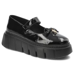 Czarne Półbuty Karino Eleganckie Obuwie Damskie Na Platformie. Czarne półbuty wsuwane Karino, bez wzorów, ze skóry, eleganckie, bez obcasa, na platformie. Za 422.99 zł.
