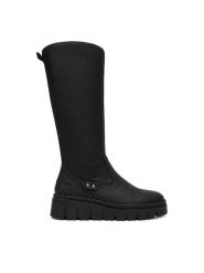 Rieker Kozaki CEO-Z8990-00 Czarny. Czarne kozaki Rieker, bez wzorów, ze skóry, bez obcasa, na koturnie, bez zapięcia. Za 429.99 zł.