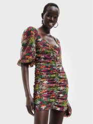 Desigual Sukienka codzienna Lara 22WWVW47 Kolorowy Slim Fit. Sukienki Desigual, na co dzień, s, bez wzorów, z syntetyku, bez kołnierzyka, bez ramiączek, proste. Za 289.99 zł.