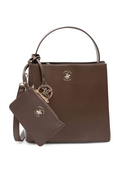 Beverly Hills Polo Club Torebka BHPC-W-04-A23 Brązowy. Brązowe torebki klasyczne Beverly Hills Polo Club, bez wzorów, z poliesteru, bez dodatków. Za 199.99 zł.