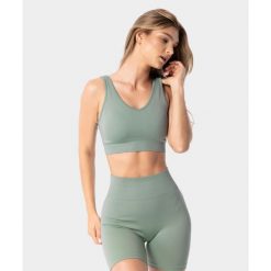 Biustonosz sportowy bezszwowy damski Simply Seamless Carpatree. Zielone biustonosze sportowe Carpatree, bez wzorów, na fitness i siłownię. Za 119.99 zł.