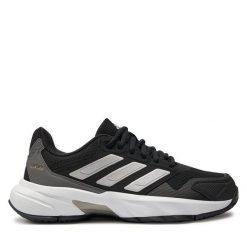 Buty do tenisa adidas. Czarne buty treningowe adidas, bez wzorów, bez zapięcia, tenisowe. Za 269.99 zł.