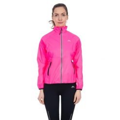 Kurtka Typu Packaway Damska HiVis. Czerwone kurtki przeciwdeszczowe Trespass, l, bez wzorów, z materiału, bez kaptura, trekkingowe. Za 350.99 zł.