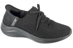 Buty sportowe Sneakersy damskie, Slip-Ins: Ultra Flex 3.0 - Elevated Motion. Czarne buty treningowe Skechers, na zimę, bez wzorów, z materiału, przed kostkę, bez zapięcia, trekkingowe. Za 349.99 zł.