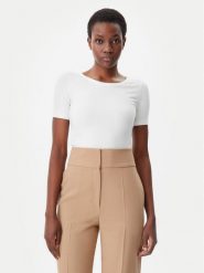 Tommy Hilfiger T-Shirt WW0WW37866 Écru Slim Fit. T-shirty Tommy Hilfiger, xxl, bez wzorów, z wiskozy, bez kołnierzyka, bez ramiączek. Za 159.99 zł.