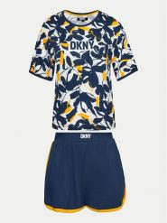 DKNY Piżama YI70014 Granatowy Regular Fit. Niebieskie piżamy DKNY, xs, bez wzorów, z wiskozy, bez kołnierzyka, bez ramiączek. Za 169.99 zł.