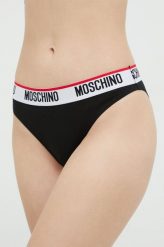 Moschino Underwear figi 2-pack kolor czarny. Czarne figi Moschino Underwear, bez wzorów, z bawełny. W wyprzedaży za 199.99 zł.