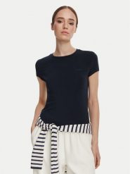 Guess T-Shirt V6YI24 K4787 Granatowy Slim Fit. Niebieskie t-shirty Guess, xxs, z aplikacjami, z lyocellu, bez kołnierzyka, bez ramiączek. Za 174.99 zł.