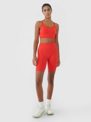 4F Legginsy kolarki bezszwowe treningowe damskie - czerwone XS/S. Czerwone legginsy 4f, bez wzorów, z dzianiny, klasyczne, krótkie. W wyprzedaży za 79.99 zł.