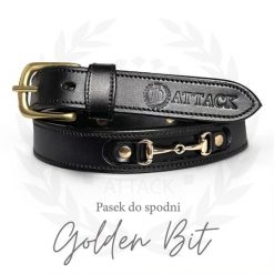 Skórzany pasek do spodni JD ATTACK Golden Bit. Czarne paski JD ATTACK, bez wzorów, sportowe. Za 159.00 zł.