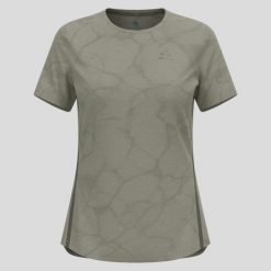 Koszulka damska Odlo ZEROWEIGHT ENGINEERED CHILL-TEC T-shirt crew neck s/s. Zielone t-shirty ODLO, l, bez wzorów, sportowe, bez kołnierzyka, bez ramiączek. Za 299.98 zł.