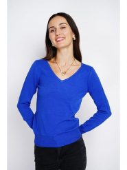 ASSUILI Sweter w kolorze niebieskim rozmiar: 40. Niebieskie swetry Assuili, bez wzorów, z kaszmiru, klasyczne, bez ramiączek. Za 127.65 zł.