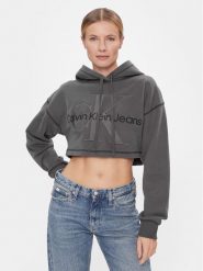 Calvin Klein Jeans Bluza Hero Monologo Short Hoodie J20J222540 Szary Regular Fit. Szare bluzy Calvin Klein Jeans, m, bez wzorów, z bawełny, bez ramiączek, bez kaptura. Za 379.99 zł.