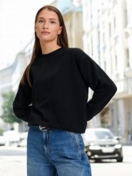 Bluza ze ściągaczami - czarny. Czarne bluzy Sinsay, l, bez wzorów, z bawełny, bez kaptura, do biegania. Za 14.99 zł.