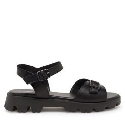 Sandały Lasocki. Czarne sandały Lasocki, bez wzorów, bez obcasa, na płaskiej podeszwie, bez zapięcia. Za 119.99 zł.
