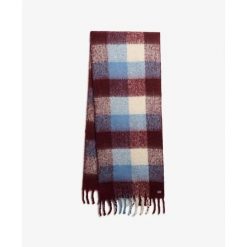 Szalik w kratę dla kobiet Superdry. Czerwone szaliki i kominy Superdry, na zimę, z aplikacjami, eleganckie. Za 266.90 zł.