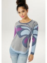 Aniston Sweter w kolorze szaro-niebiesko-fioletowym rozmiar: 38. Niebieskie swetry Aniston, bez wzorów, bez ramiączek. Za 95.99 zł.