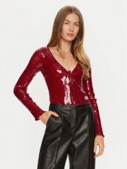 BARDOT Body Verona 59471TB Czerwony Slim Fit. Czerwone body i gorsety Bardot, bez wzorów, z syntetyku, bez ramiączek. Za 239.99 zł.
