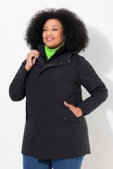 Damskie Kurtka funkcyjna HYPRAR 3w1 trapezowy krój pikowana kamizelka kaptur. Czarne kurtki Ulla Popken, plus size, bez wzorów, z materiału, z kapturem. Za 1,049.99 zł.