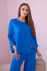Komplet bawełniany bluza + spodnie chabrowy. Niebieskie bluzy KESI, l, bez wzorów, z bawełny, bez kaptura. Za 284.37 zł.