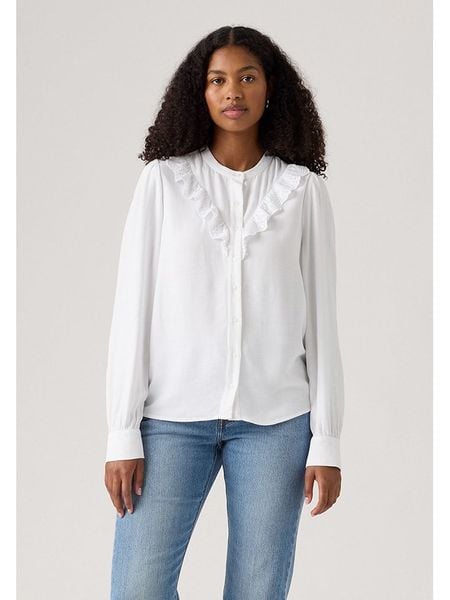 Levi's Bluzka w kolorze białym rozmiar: L. Białe bluzki Levi's, l, bez wzorów, z bawełny, bez kołnierzyka, bez ramiączek. Za 132.05 zł.