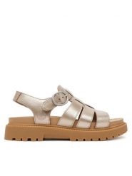 Timberland Sandały TB0A2Q1PN751 Złoty. Żółte sandały Timberland, bez wzorów, ze skóry, bez obcasa, na płaskiej podeszwie, bez zapięcia. Za 299.99 zł.