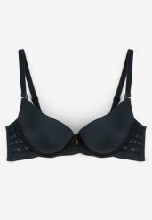 Ciemnozielony Biustonosz Gładki z Efektem Push-Up i Wycięciami Roselily. Zielone biustonosze Born2be, bez wzorów. Za 49.99 zł.