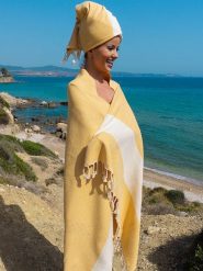 Diamant Chusta hammam w kolorze żółtym - 90 x 45 cm rozmiar: onesize. Żółte chusty Diamant, bez wzorów, z bawełny. Za 26.99 zł.