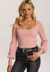 Różowy Sweter Oranrad. Czerwone swetry Renee, bez wzorów, z dzianiny, casualowe, bez ramiączek. W wyprzedaży za 87.99 zł.